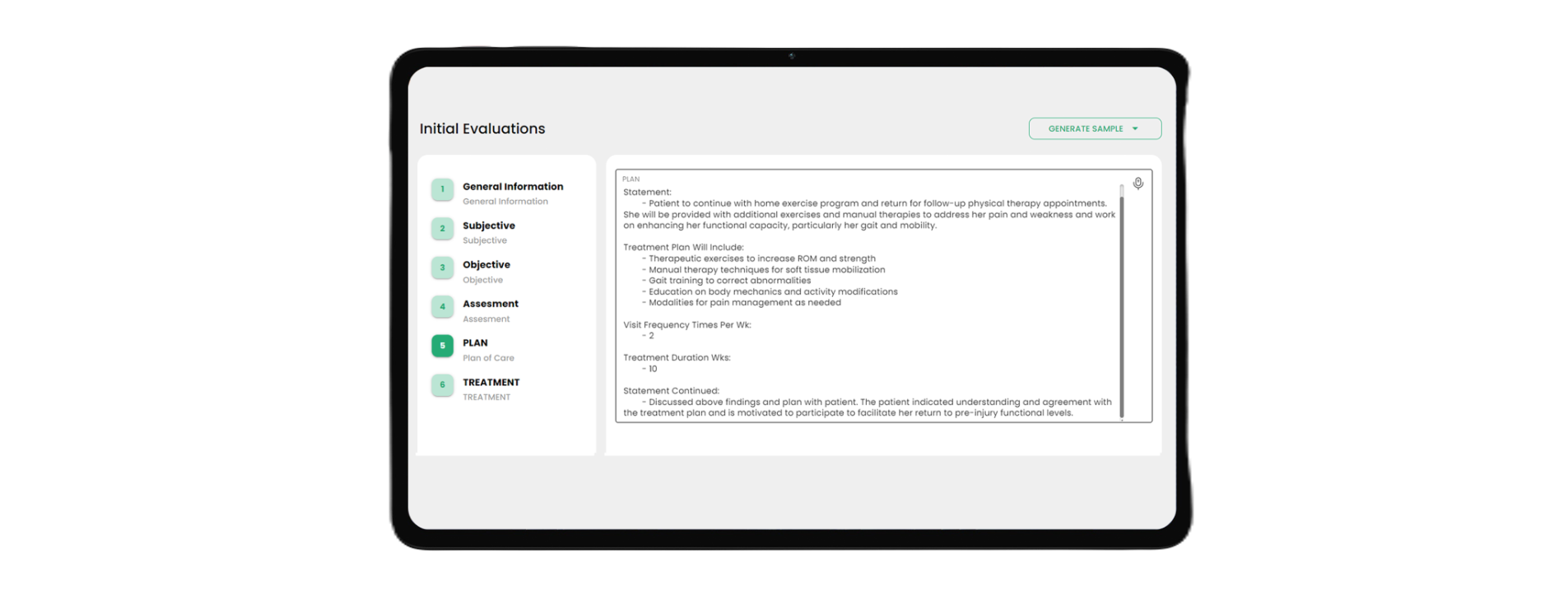 Patient plan of care dashboard interface