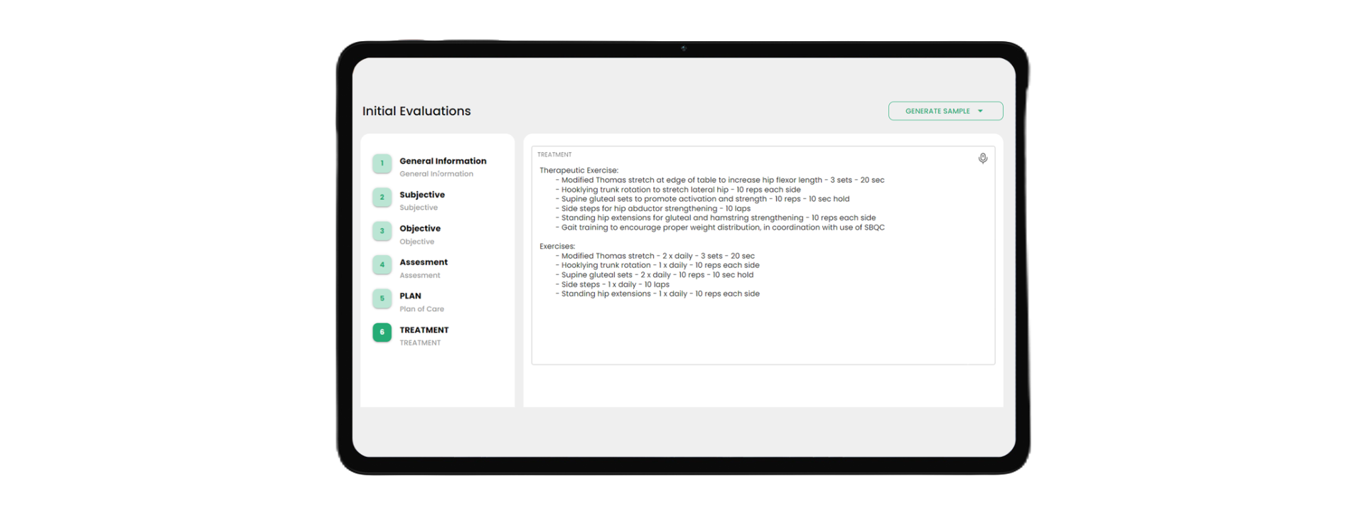 Physical therapy treatment options and progress tracking
